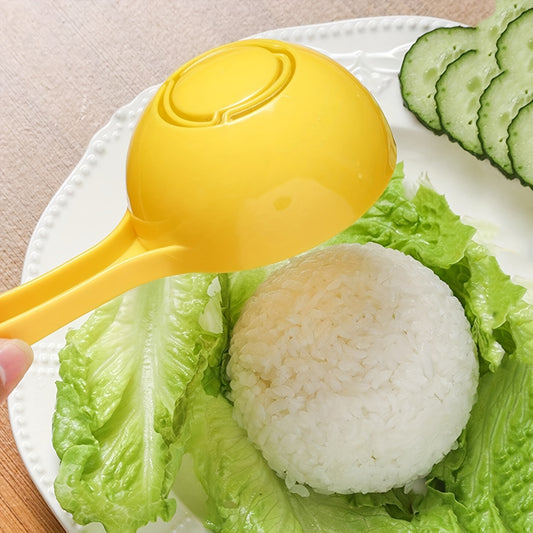 1 pieza, cuchara de arroz, molde de cuchara de arroz, molde de cuchara de bola de arroz, cuchara de cocina, molde de bola de arroz para cocina, cuchara de arroz antiadherente amarilla, suministros de cocina