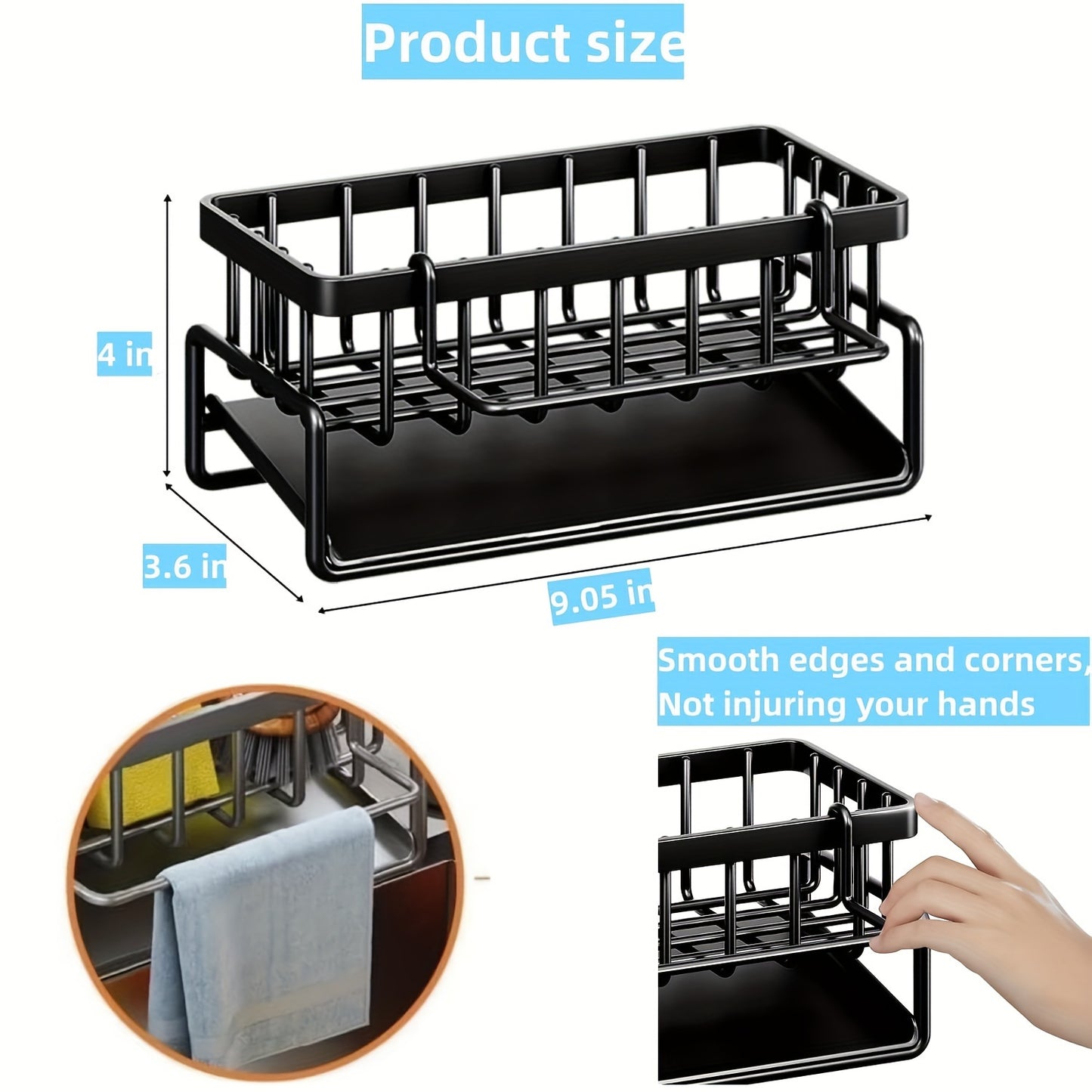 Organizador De Fregadero De Cocina, Organizador De Esponja De Fregadero De Cocina, Organizador De Esponja De Acero Inoxidable 304 Inoxidable, Organizador De Esponja De Utensilios De Baño Y Cocina