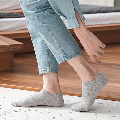 5/10 pares de calcetines tobilleros de corte bajo y lisos para hombre, calcetines transpirables que absorben el sudor y el olor, para usar en todas las estaciones