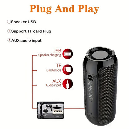 Altavoz portátil inalámbrico de bajos para exteriores- Compatible con tarjeta FM TF y entrada USB - Disfruta de un sonido claro y potente en cualquier lugar, subwoofer inalámbrico con entrada para tarjeta y disco U con sonido envolvente 3D.