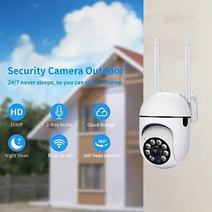 Cámara de seguridad esférica, visión nocturna en color, cámara inteligente inalámbrica Wi-Fi 1080P para seguridad en el hogar, cámara de monitoreo panorámico de 355°, detección de movimiento inteligente, audio bidireccional, solo 2.4GHz.