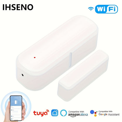 IHSNEO Tuya WiFi Sensor de ventana de puerta hogar inteligente inalámbrico Detector de puerta abierta/cerrada Control de vida inteligente a través de Alexa Google Home