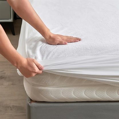 1 funda de cama impermeable, funda protectora de colchón, funda de cama blanca suave y transpirable