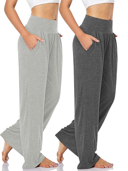 Pantalones casuales sueltos de pierna ancha, pantalones deportivos versátiles para correr con bolsillo, ropa deportiva para mujer, 2 uds.