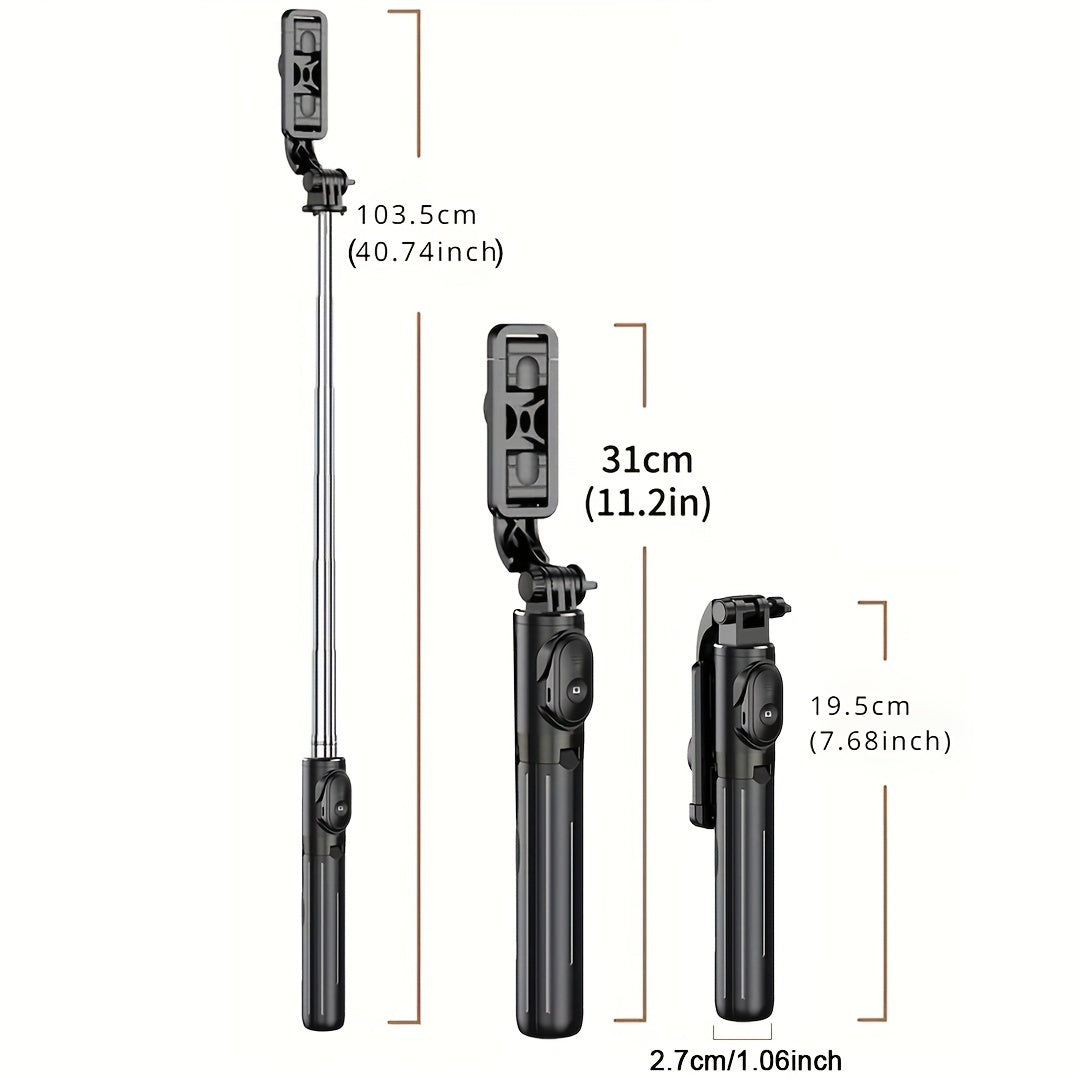 Trípode Palo Selfie para Celular De 101,6 Cm, Soporte Extensible para celular Todo En 1 con Control Remoto Inalámbrico Rotación De 360° para celular.