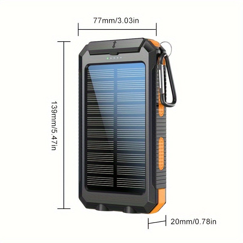 Banco de energía solar portátil de 10000 mAh, 1 unidad, puerto de salida USB dual, banco de energía con luz LED