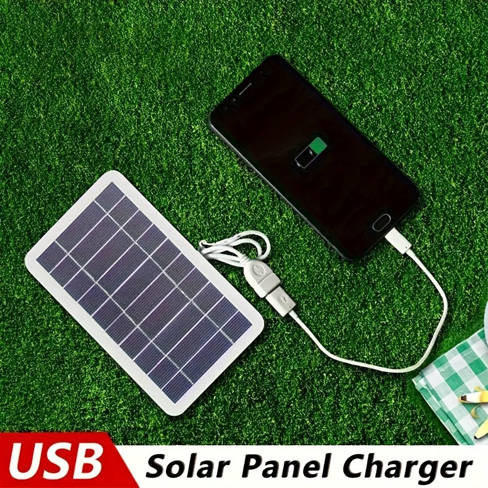 1 panel de carga solar portátil para exteriores, cargador solar USB impermeable, adecuado para viajes y campamentos al aire libre, energía móvil, banco de carga de teléfono móvil, linterna, ventilador