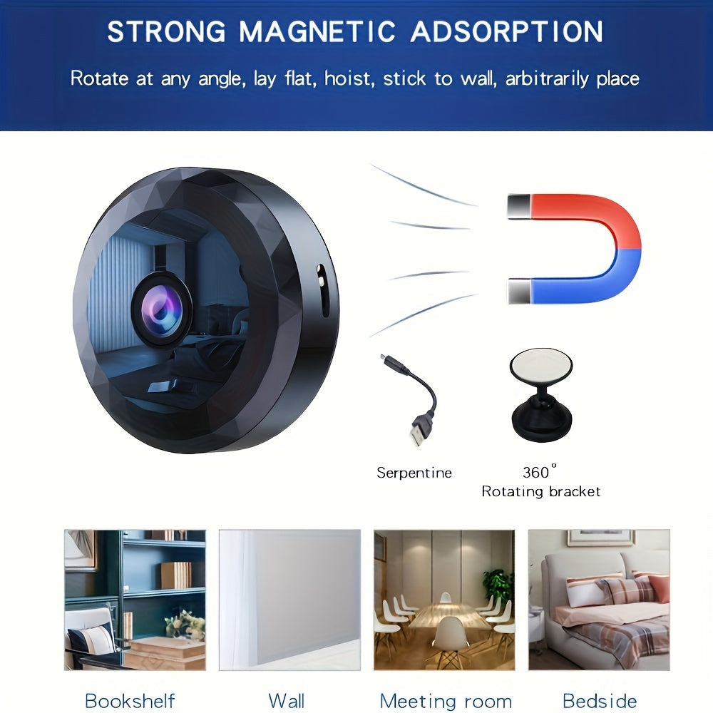 Mini cámara de seguridad inalámbrica WiFi con nocturna, detección de visión de movimiento, batería recargable, fácil de montar y controlada por aplicación