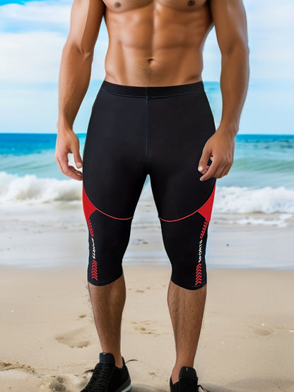 Boxers de natación para hombre, traje de baño con bloques de color, pantalones capri, ropa interior para hombre, playa de verano.