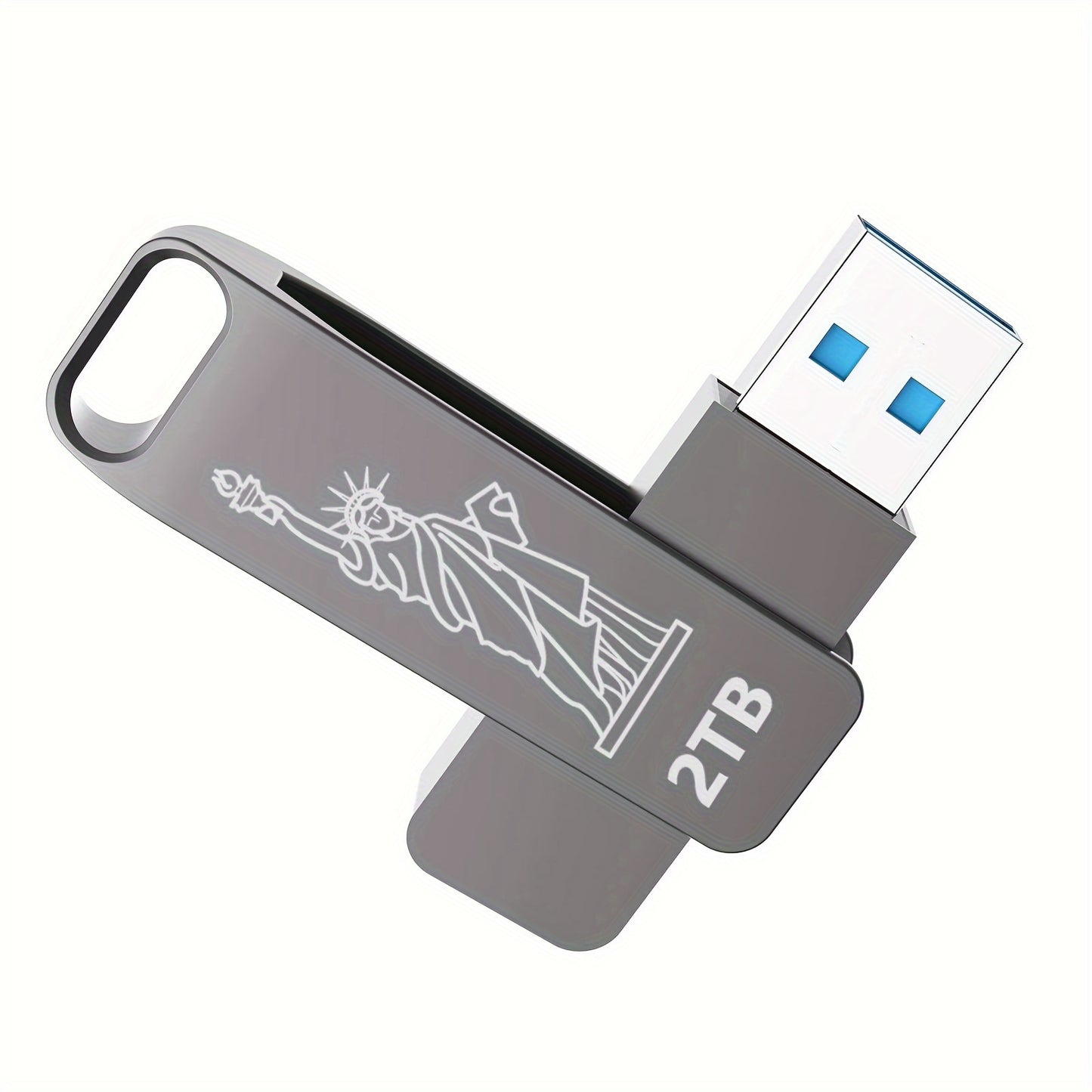 Unidad flash USB de 2 TB: velocidades de lectura de hasta 80 MB/seg. Memoria USB de 2 TB Pen Drive de 2000 GB Diseño de llavero estilo metal giratorio de 2 TB