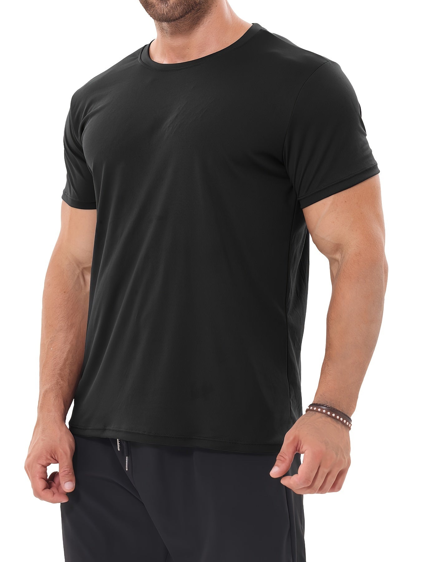 TELALEO Paquete de 6 camisas de entrenamiento para hombres Camisetas deportivas deportivas de manga corta Camiseta de cuello redondo de secado rápido para correr