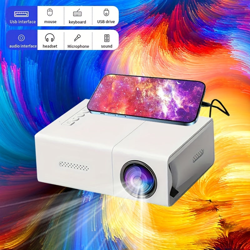 Mini proyector profesional de alta definición adecuado para cines en casa y campamentos al aire libre, HDTV compatible, USB SD y soporte, Navidad, Halloween, regalos de Acción de Gracias