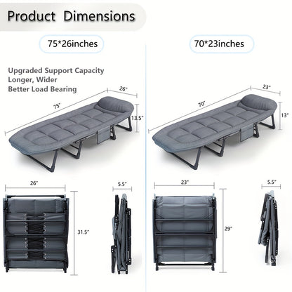 1 cuna de lujo para dormir: portátil, plegable, estructura resistente con colchón suave y almohada, ideal para camping, viajes, habitación, oficina, uso de invitados y aventuras al aire libre.