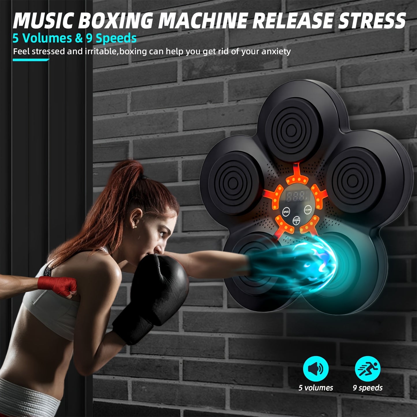 Máquina de boxeo musical con guantes de boxeo, equipo de entrenamiento, máquina de boxeo montada en la pared para adultos, máquina de boxeo musical para entrenamiento en casa, máquina de boxeo con objetivo