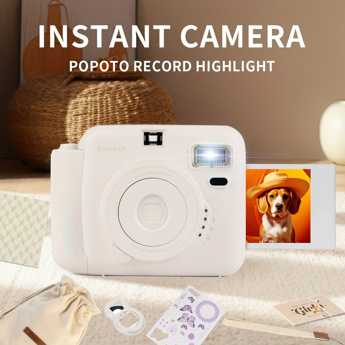 Nueva mini cámara instantánea Popoto adecuada para Fujifilm Instax Mini Twin Pack Film (pilas AA * 2 no incluidas) Fiesta/Regalo/Al aire libre/Novia/Vida