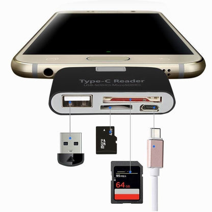 Multifuncional Smart 4 en 1 PC portátil Teléfono duradero TF Micro SD con puerto de carga micro USB USB 3.1 Adaptador universal tipo C Lector de tarjetas OTG