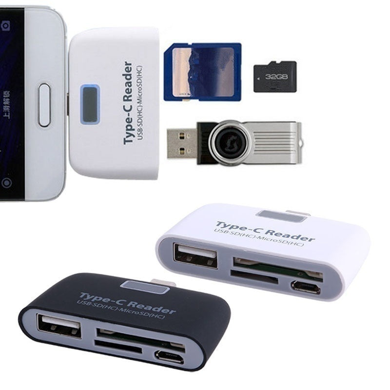 Multifuncional Smart 4 en 1 PC portátil Teléfono duradero TF Micro SD con puerto de carga micro USB USB 3.1 Adaptador universal tipo C Lector de tarjetas OTG