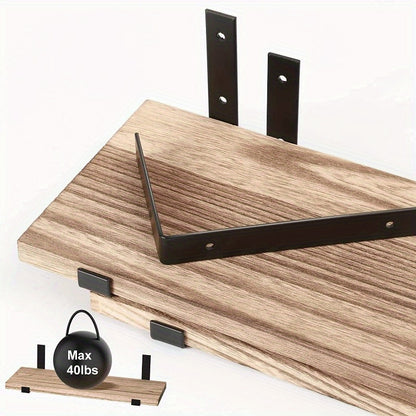 Estante flotante de pared de placa plana, estante de almacenamiento colgante de pared combinación de madera y hierro, decoración del hogar.