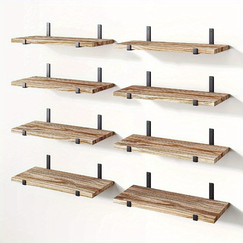 Estante flotante de pared de placa plana, estante de almacenamiento colgante de pared combinación de madera y hierro, decoración del hogar.