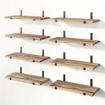 Estante flotante de pared de placa plana, estante de almacenamiento colgante de pared combinación de madera y hierro, decoración del hogar.