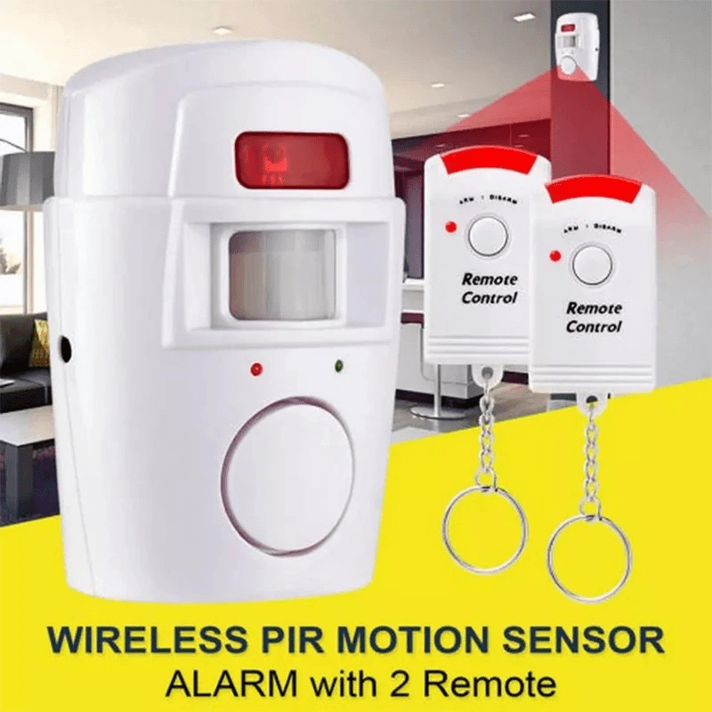 Juego de sistema de alarma con Sensor infrarrojo de alerta PIR de seguridad para el hogar inteligente Detector de movimiento humano antirrobo sirena de 105DB con 2 uds de control remoto