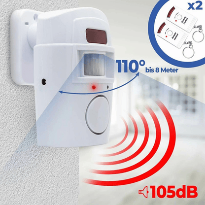 Juego de sistema de alarma con Sensor infrarrojo de alerta PIR de seguridad para el hogar inteligente Detector de movimiento humano antirrobo sirena de 105DB con 2 uds de control remoto