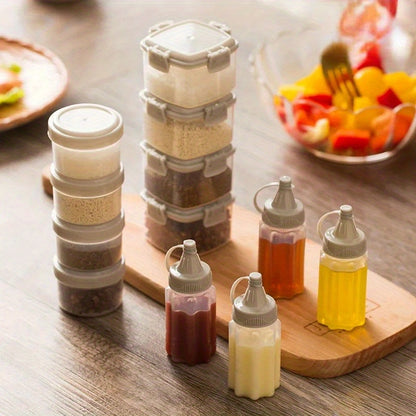 4 unidades, Mini Botellas para Salsa, Botellas Contenedores Portátiles de Plástico para Aceite, Salsa de Soya, Miel y Aderezos de Ensalada, Ideales para Almuerzos de Oficina y Picnics, Botella para Especias, Utensilios de Cocina.