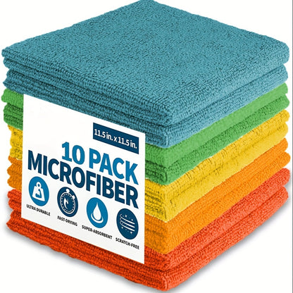 1/5/10 piezas, paño de limpieza de microfibra, paño para lavar platos, toalla de limpieza multifuncional, trapo para el hogar, toalla de limpieza de baño de cocina, toalla absorbente duradera, elimina fácilmente manchas y grasa, suministros de limpie