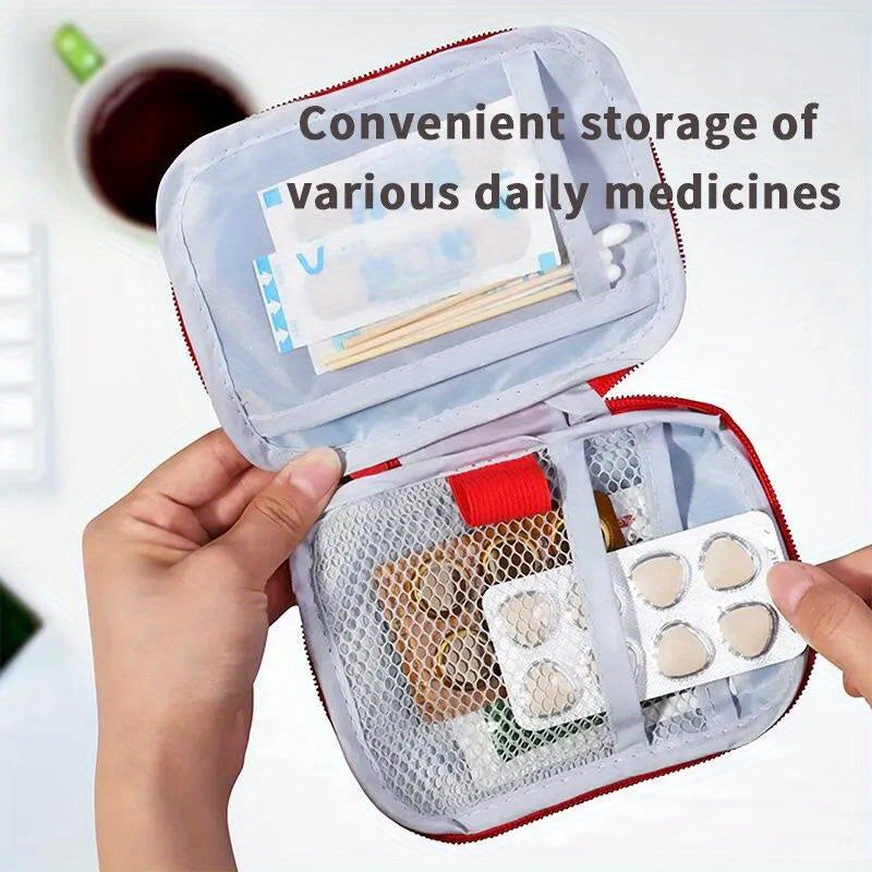 Bolsa, mini portátil, multicompartimento, almacenamiento de medicina para viajes al aire libre, bolsa de almacenamiento de medicina médica de emergencia esencial, viaje imprescindible.