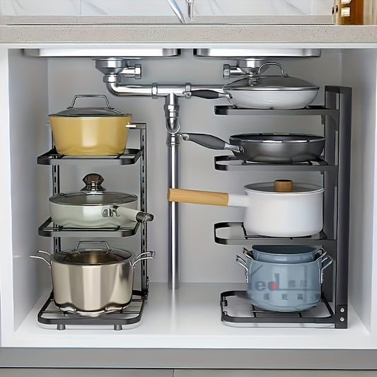 Organizador de ollas multicapa de cocina, estante de almacenamiento multiusos, organizador debajo del fregadero de la cocina, accesorios para el hogar