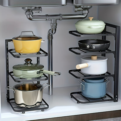 Organizador de ollas multicapa de cocina, estante de almacenamiento multiusos, organizador debajo del fregadero de la cocina, accesorios para el hogar