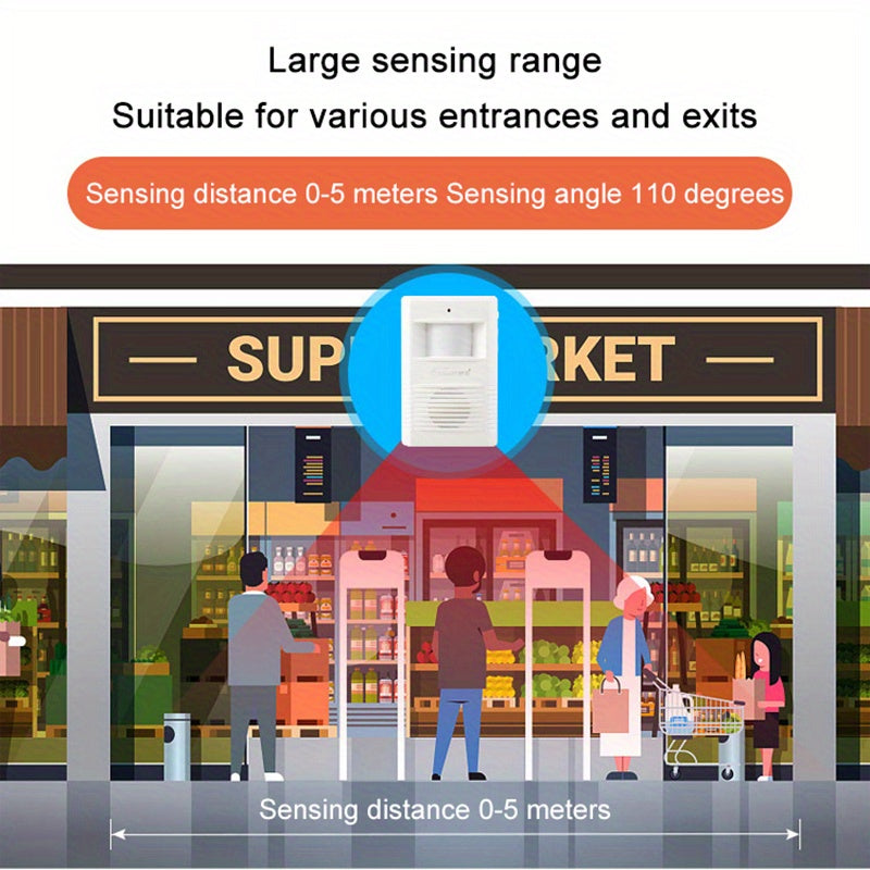 Timbre con Sensor de movimiento, timbre inalámbrico de bienvenida, Detector de alerta para invitados, timbre para entrada de negocios, mercado, oficina, puerta de casa