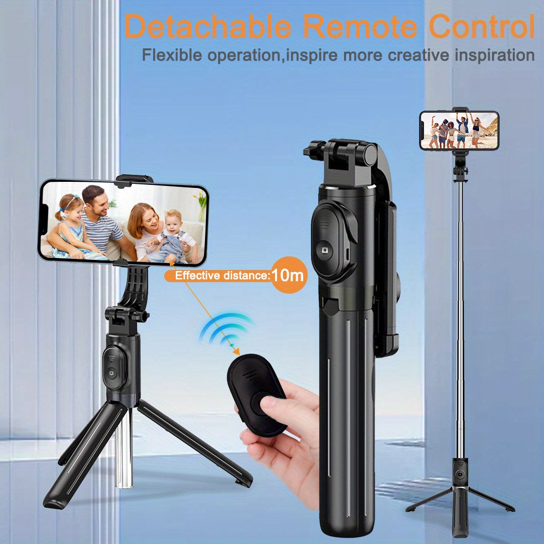 Trípode Palo Selfie para Celular De 101,6 Cm, Soporte Extensible para celular Todo En 1 con Control Remoto Inalámbrico Rotación De 360° para celular.