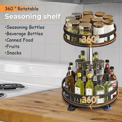 Estante organizador para especias de 1/2/3 niveles redondo, de metal, giratorio, de gran capacidad para organizar cocina, comedor, accesorios de cocina.