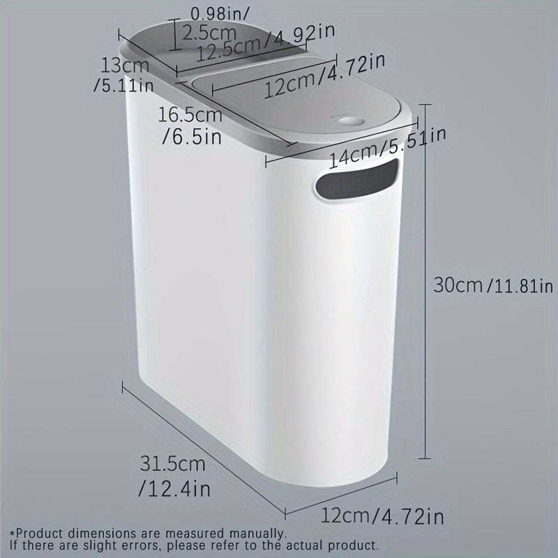 1 cubo de basura para baño, cubo de basura creativo para el hogar, cubo de basura tipo prensa con tapa, cesta de papel simple, cubo de basura de gran capacidad de 2,64 gal, esencial para el hogar, suministros de limpieza