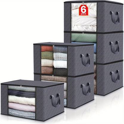 3/6 cajas de almacenamiento de tela plegables de gran capacidad, bolsas de almacenamiento de mantas plegables, contenedores de almacenamiento para organizar el dormitorio, el armario, la ropa, los dormitorios, los spas y los guardarropas