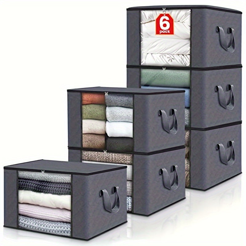 3/6 cajas de almacenamiento de tela plegables de gran capacidad, bolsas de almacenamiento de mantas plegables, contenedores de almacenamiento para organizar el dormitorio, el armario, la ropa, los dormitorios, los spas y los guardarropas