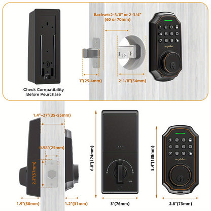 Cerradura de puerta con teclado - Cerradura de puerta de entrada sin llave - Juego de cerradura de puerta delantera Arpha con 2 perillas de puerta - Cerradura de cerrojo inteligente con código 100 - Contraseña anti-miradas - Cerradura automática fáci