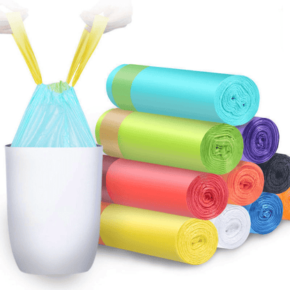 Bolsas de basura con cordón extragruesas: coloridas, autosellantes, bolsas desechables para limpieza del hogar y la cocina, bolsas de basura de plástico multiusos para dormitorio, baño, sala de estar, regalo de Halloween, regalo de Navidad