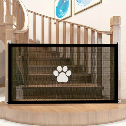 Versátil puerta de seguridad para mascotas - Puerta de malla expandible para mascotas Puerta de seguridad ajustable portátil para perros - Puerta interior y exterior - Barrera de escalera de fácil instalación para mascotas