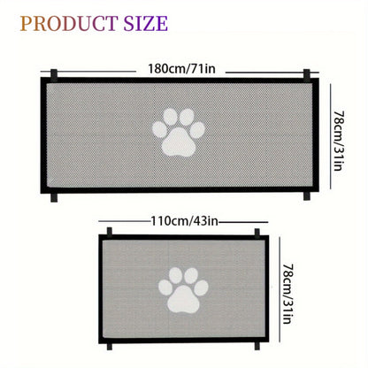 Puerta de seguridad versátil para mascotas - Puerta de malla expandible para mascotas Puerta de seguridad ajustable portátil para perros - Puerta para interiores y exteriores - Barrera de escalera de fácil instalación para mascotas