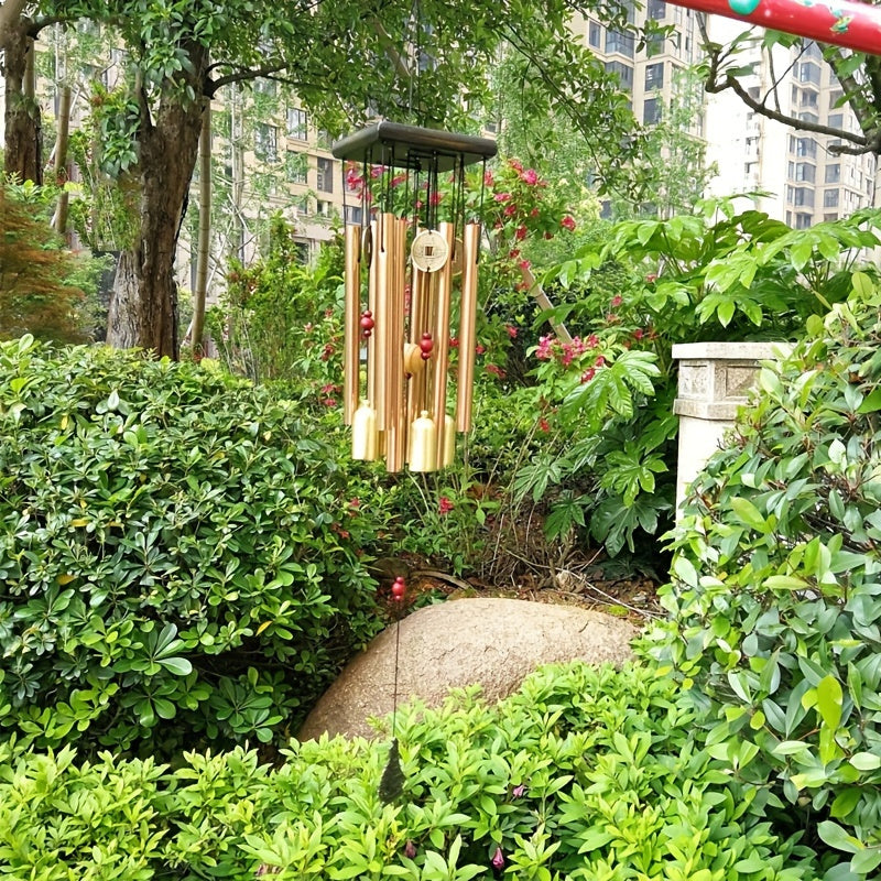 1 gran carillón de viento al aire libre, decoración colgante de carillón de viento de mariposa, campana de cobre, carillón de viento antiguo, puerta colgante, tubo de aleación de aluminio, decoración del hogar del jardín, decoración artística del pat