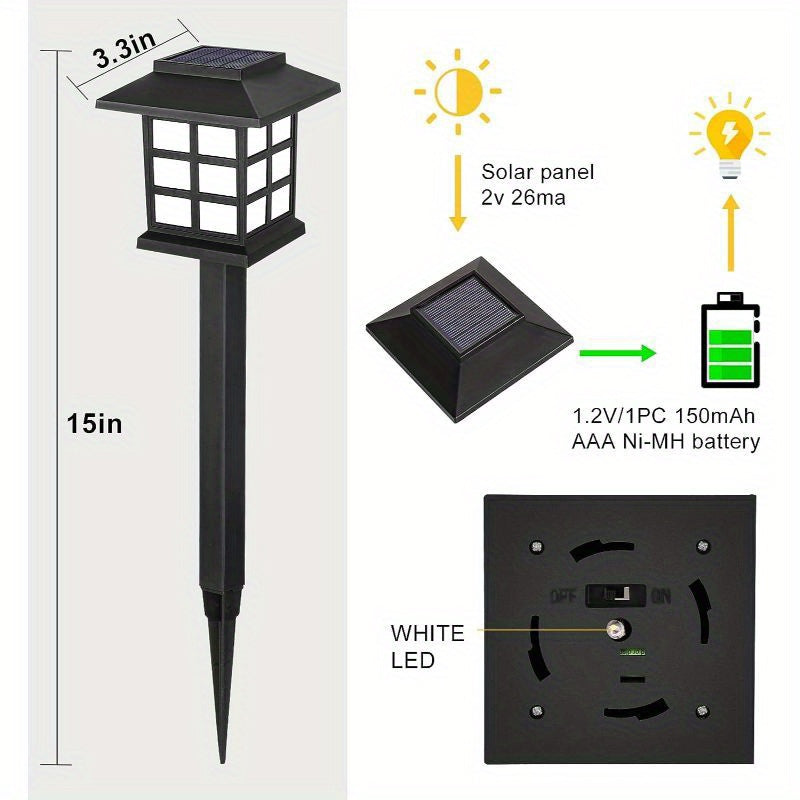 Paquete de 12 luces LED solares para exteriores, camino, iluminación impermeable, luces de jardín, patio, luz cálida