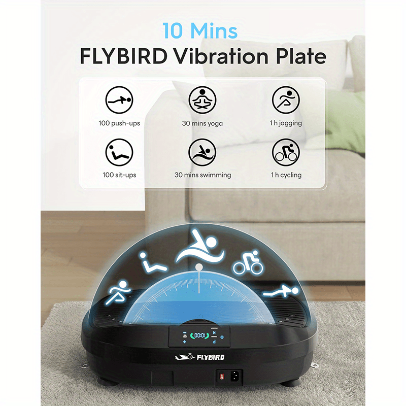 Máquina de ejercicio con placa vibratoria 3D FLYBIRD, con control remoto y bandas de resistencia, adecuada para entrenamiento corporal, ejercicio de piernas y culturismo