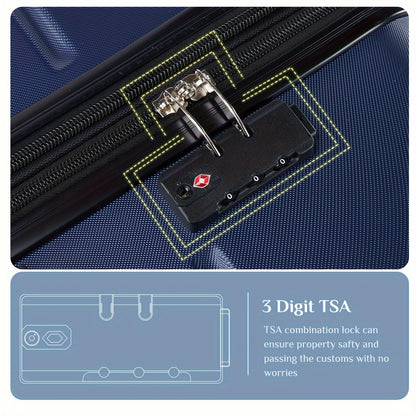 Maleta rígida de 1/3 piezas con tamaños de 20/24/28 pulgadas, carcasa rígida duradera, 4 ruedas giratorias dobles, expandible con cerradura TSA, maletas de viaje livianas