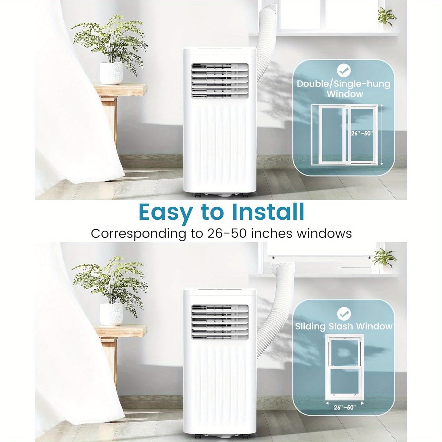 Aire acondicionado portátil, 8000/10000/12000/13000/14000 BTU ASHRAE, aire acondicionado con refrigeración, ventilador, deshumidificador, modo de suspensión, refrigeración de hasta 450 pies cuadrados. Pastel. Con temporizador de 24 horas/pantalla digital