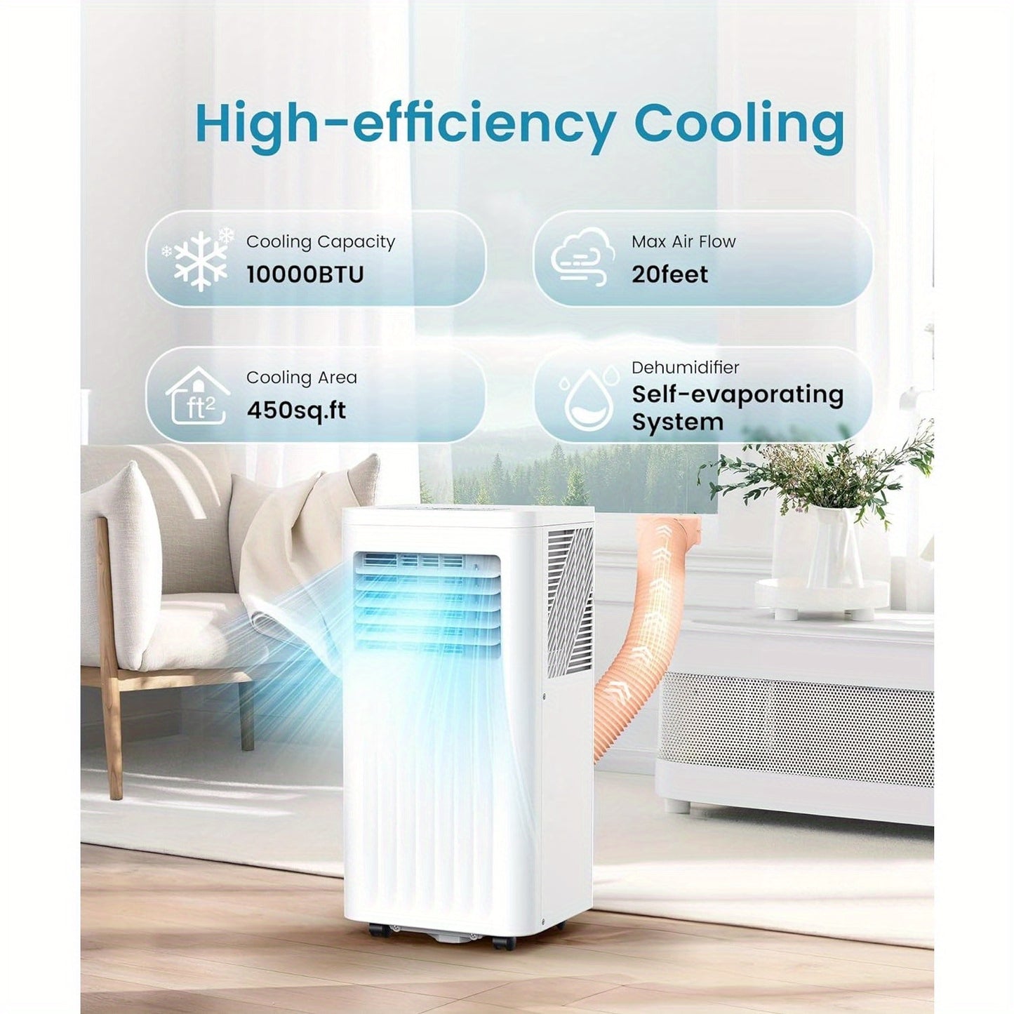 Aire acondicionado portátil, 8000/10000/12000/13000/14000 BTU ASHRAE, aire acondicionado con refrigeración, ventilador, deshumidificador, modo de suspensión, refrigeración de hasta 450 pies cuadrados. Pastel. Con temporizador de 24 horas/pantalla digital