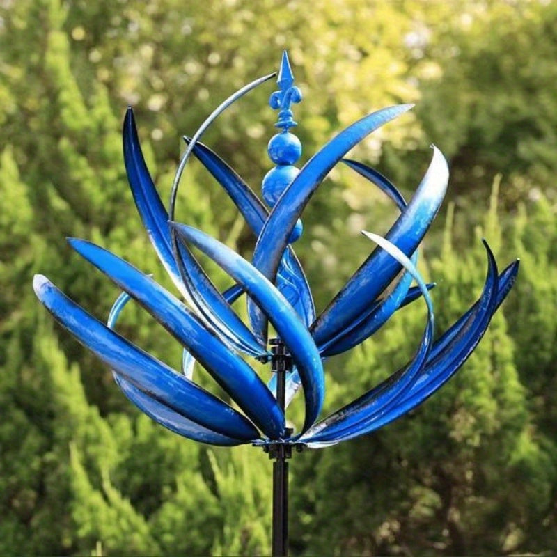 Harlow Wind Spinner rotador de hierro, molino de viento enterrado, jardín Harlow Wind Spinner rotador, decoración del jardín del hogar