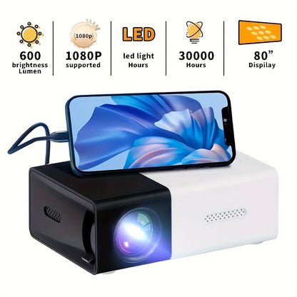 Proyector mini HD compacto de más de 3000 lúmenes: imágenes 3D vívidas, amplia compatibilidad y práctico control remoto para cine en casa