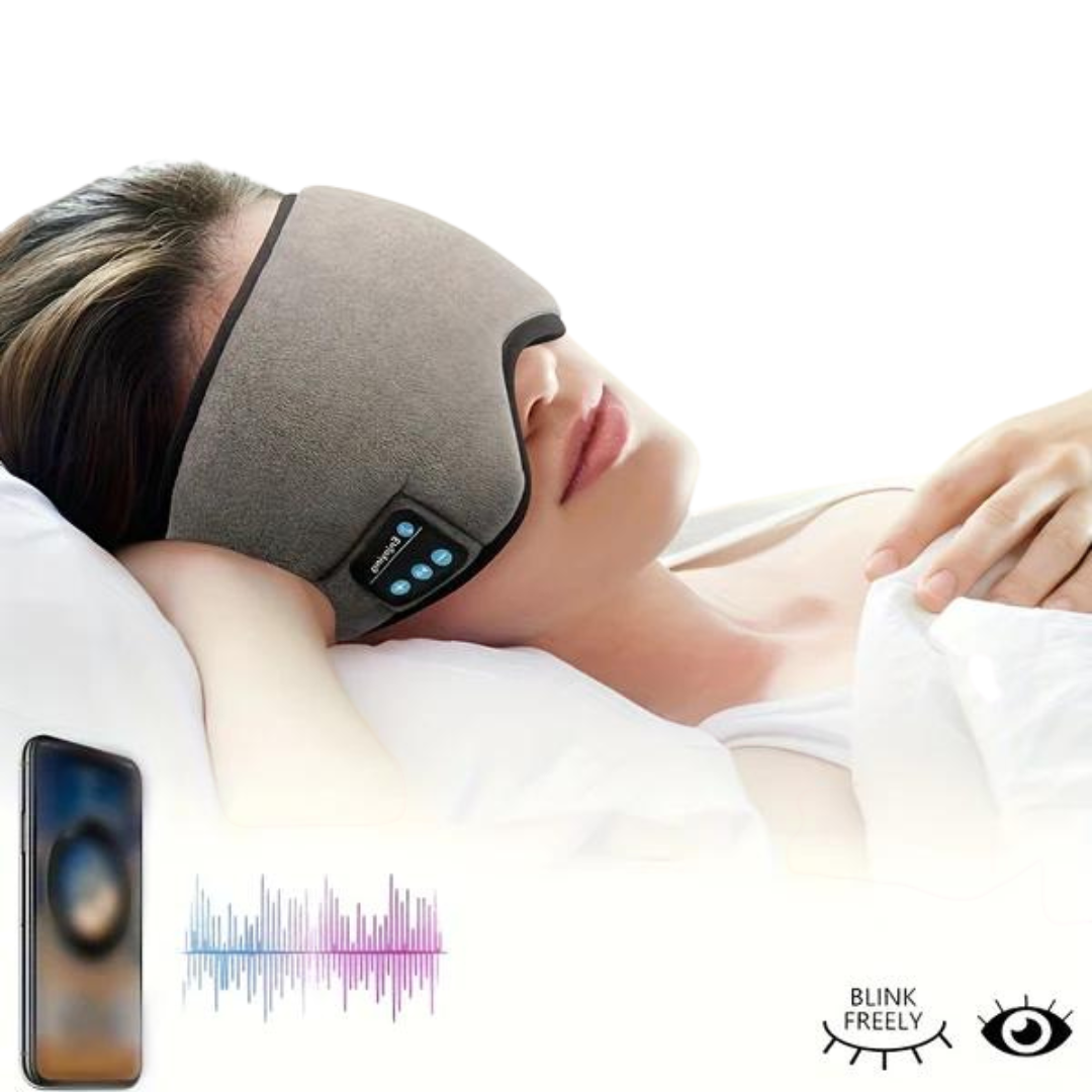 Máscara para dormir inalámbrica, auriculares para dormir, de viaje con música ajustables y lavables con altavoces incorporados, micrófono manos libres